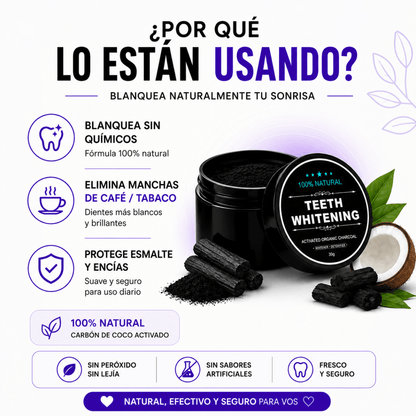 NATURAL WHITE - Polvo Blanqueador Dental 100% Natural