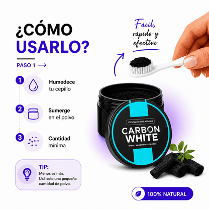 CARBON WHITE - Polvo Blanqueador Dental 100% Natural