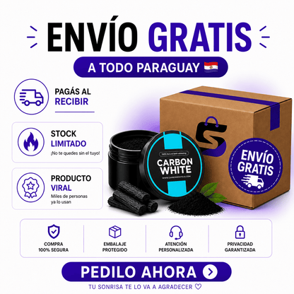 CARBON WHITE - Polvo Blanqueador Dental 100% Natural